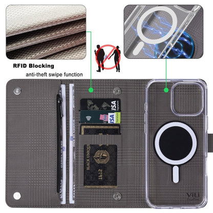 For iPhone 13 Pro Max ViLi GHB-C Series RFID MagSafe Magnetic Flip Leather Phone Case(Grey)