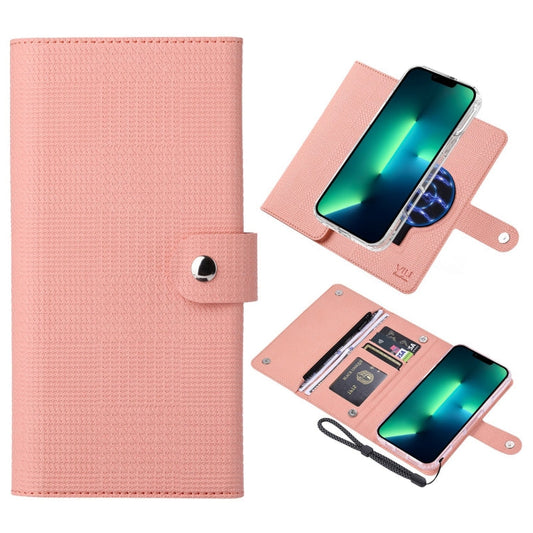 Pour iPhone 13 Pro Max ViLi GHB-C Series RFID MagSafe Étui de téléphone en cuir avec rabat magnétique (rose)