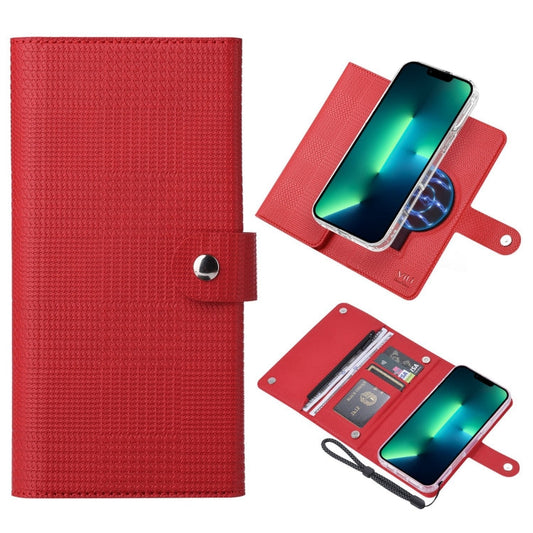 Pour iPhone 13 Pro Max Étui de téléphone en cuir à rabat magnétique ViLi GHB-C Series RFID MagSafe (rouge)