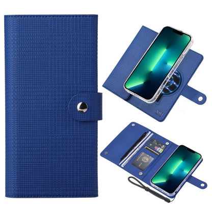Pour iPhone 13 Pro Étui de téléphone en cuir à rabat magnétique MagSafe RFID ViLi GHB-C Series (bleu)
