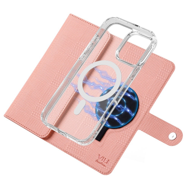For iPhone 13 ViLi GHB-C Series RFID MagSafe Magnetic Flip Leather Phone Case(Pink)