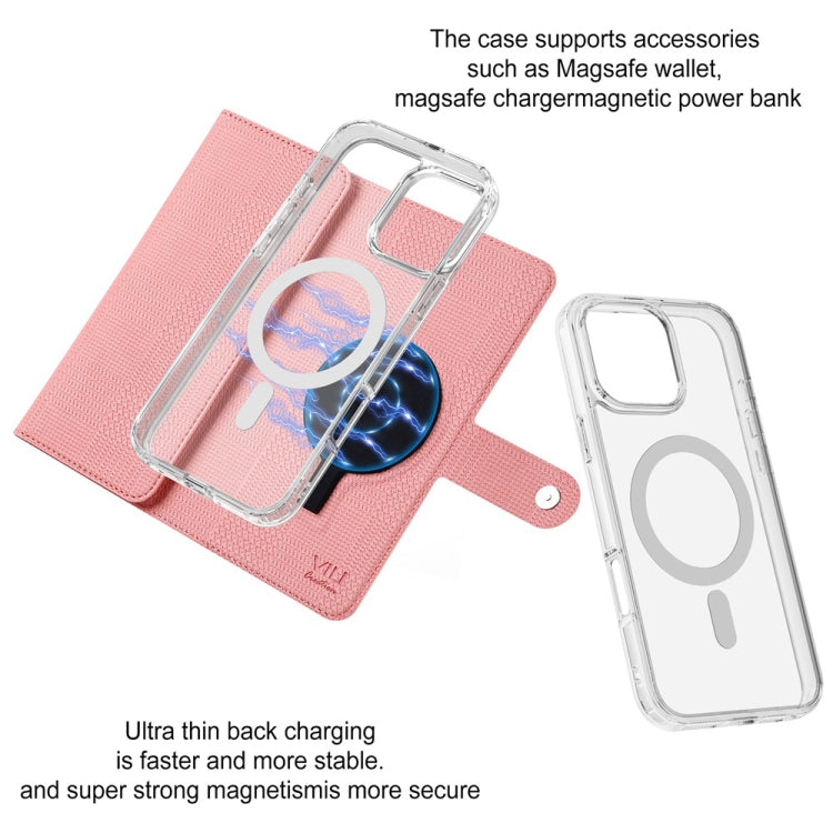 For iPhone 13 ViLi GHB-C Series RFID MagSafe Magnetic Flip Leather Phone Case(Pink)
