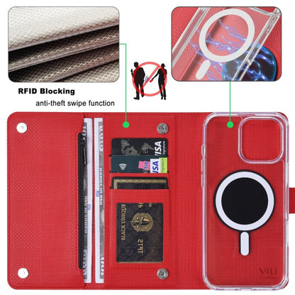 For iPhone 13 ViLi GHB-C Series RFID MagSafe Magnetic Flip Leather Phone Case(Red)