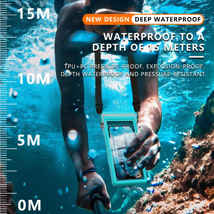 RedPepper 15m Depth Waterproof Phone Diving Pouch with Suction Cup(Grass Blue)
