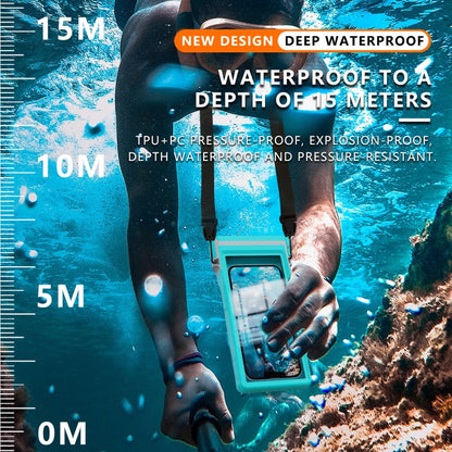 RedPepper 15m Depth Waterproof Phone Diving Pouch with Suction Cup(Grass Blue)