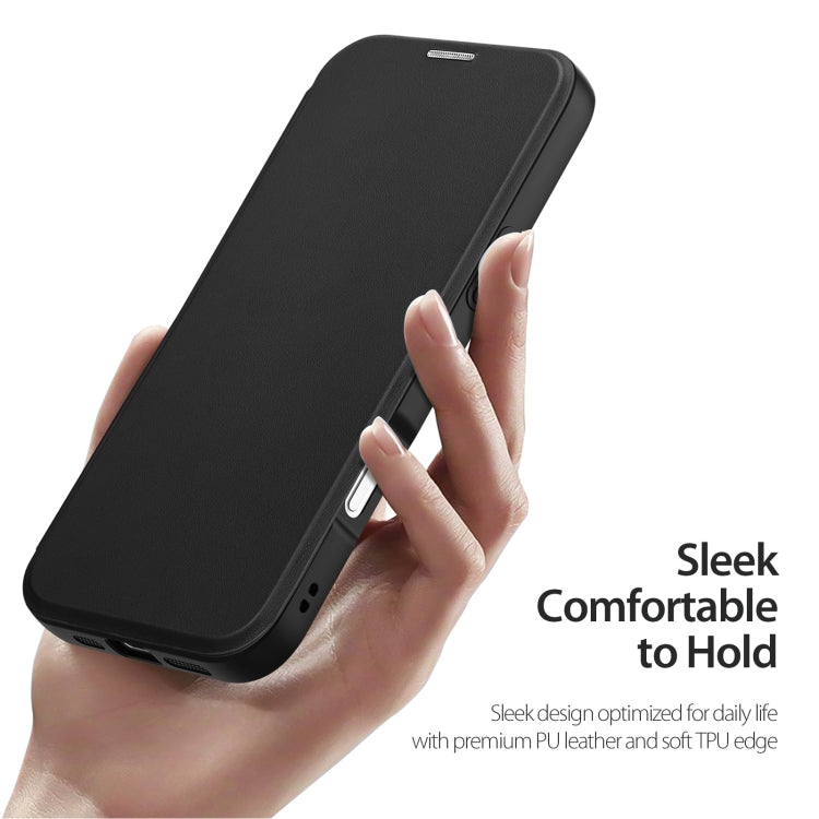 Pour iPhone 16 Pro Max DUX DUCIS Skin X Pro Series MagSafe Coque de téléphone en cuir avec anneau de maintien (Noir)
