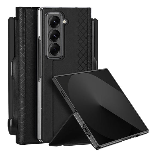 For Samsung Galaxy Z Fold Special DUX DUCIS Bril Series PU + TPU Phone Case with Pen Slot(Black)
