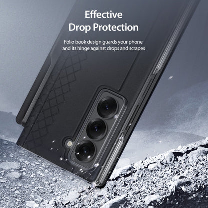 Pour Samsung Galaxy Z Fold Étui de téléphone DUX DUCIS Bril Series en PU + TPU avec fente pour stylet (Noir)