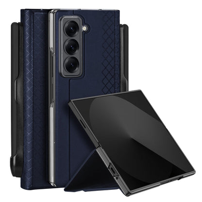 For Samsung Galaxy Z Fold Special DUX DUCIS Bril Series PU + TPU Phone Case with Pen Slot(Blue)