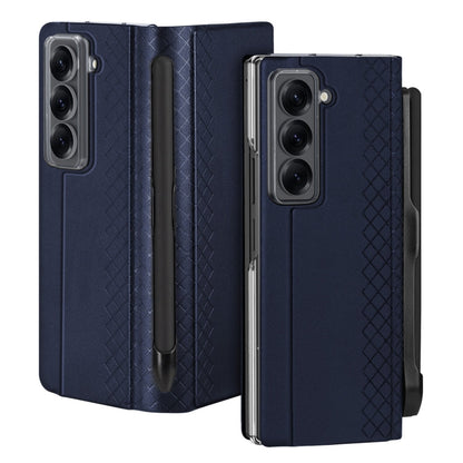 For Samsung Galaxy Z Fold Special DUX DUCIS Bril Series PU + TPU Phone Case with Pen Slot(Blue)