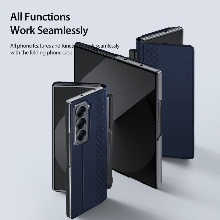 For Samsung Galaxy Z Fold Special DUX DUCIS Bril Series PU + TPU Phone Case with Pen Slot(Blue)