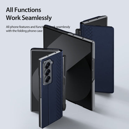 For Samsung Galaxy Z Fold Special DUX DUCIS Bril Series PU + TPU Phone Case with Pen Slot(Blue)