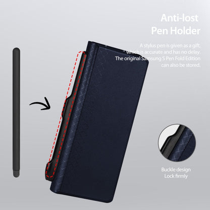 For Samsung Galaxy Z Fold Special DUX DUCIS Bril Series PU + TPU Phone Case with Pen Slot(Blue)