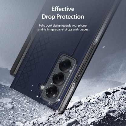 For Samsung Galaxy Z Fold Special DUX DUCIS Bril Series PU + TPU Phone Case with Pen Slot(Blue)