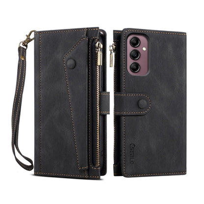 Pour Samsung Galaxy M35 5G ESEBLE Coque de Téléphone en Cuir Rétro Givré RFID (Noir)