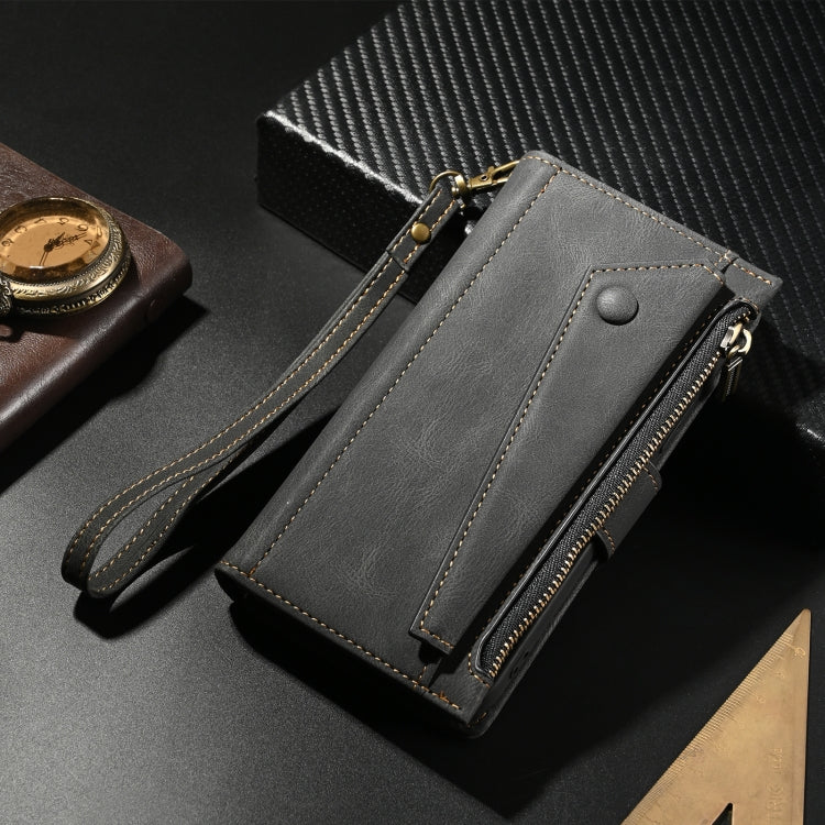 Pour Samsung Galaxy M35 5G ESEBLE Coque de Téléphone en Cuir Rétro Givré RFID (Noir)