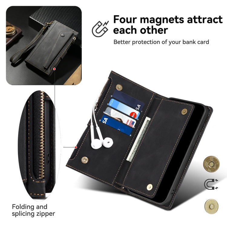 Pour Samsung Galaxy M35 5G ESEBLE Coque de Téléphone en Cuir Rétro Givré RFID (Noir)