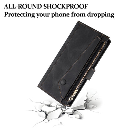 Pour Samsung Galaxy M35 5G ESEBLE Coque de Téléphone en Cuir Rétro Givré RFID (Noir)