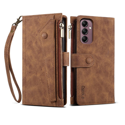 For Samsung Galaxy M35 5G ESEBLE Retro Frosted RFID Flip Leather Phone Case(Brown)