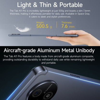 [HK Warehouse] Ulefone Tab A11 Pro Tablet PC, 8GB+128GB, 11 inch Android 14 MediaTek Helio G99 Octa Core 4G Network, EU Plug(Space Gray)