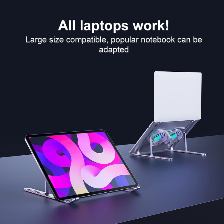 R- JUST HZ45 Aluminum Alloy Laptop Dual-core Cooling Stand(Black)