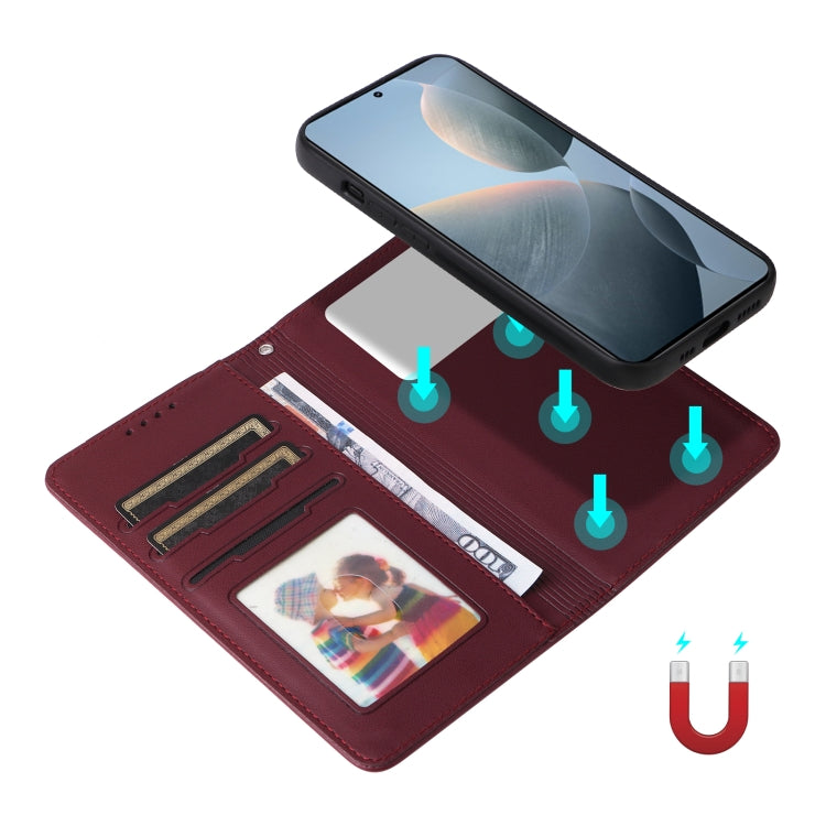 For Redmi K70 / K70 Pro BETOPNICE BN-005 2 in 1 Detachable Imitate Genuine Leather Phone Case(Wine Red)