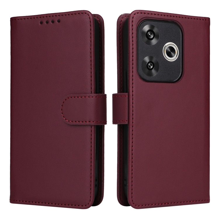 Pour étui de téléphone en similicuir véritable détachable 2 en 1 Redmi Turbo 3 BETOPNICE BN-005 (rouge bordeaux)