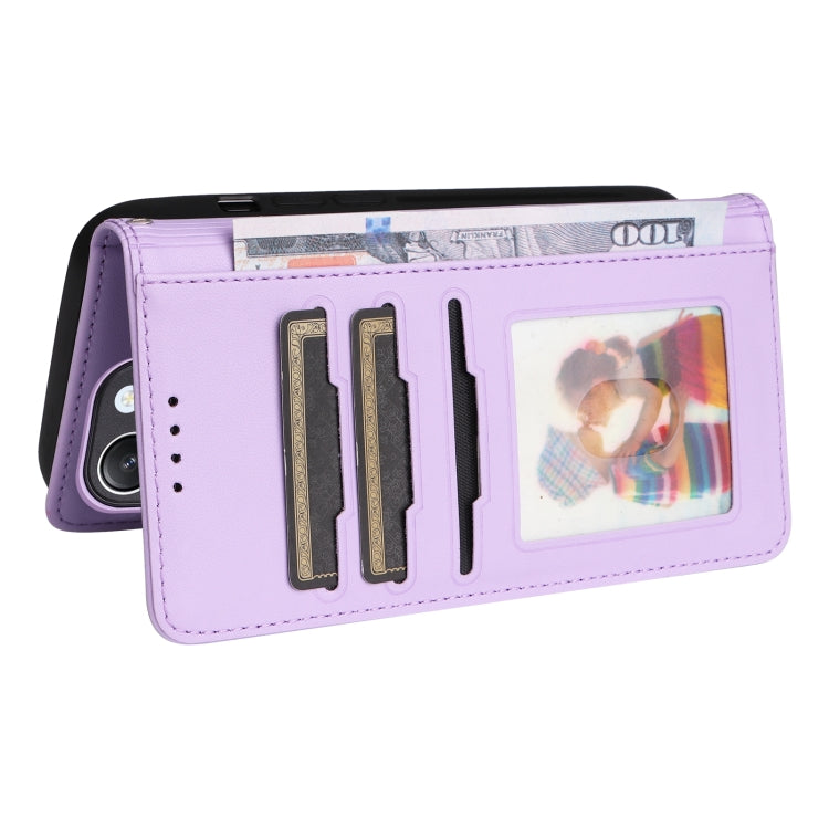 Pour Redmi 12 4G Étui de téléphone en similicuir véritable détachable 2 en 1 BETOPNICE BN-005 (violet clair)