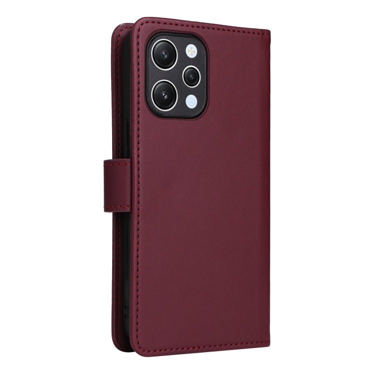 For Redmi 12 4G BETOPNICE BN-005 2 in 1 Detachable Imitate Genuine Leather Phone Case(Wine Red)
