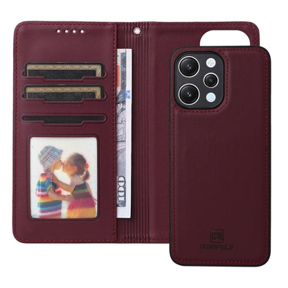 For Redmi 12 4G BETOPNICE BN-005 2 in 1 Detachable Imitate Genuine Leather Phone Case(Wine Red)