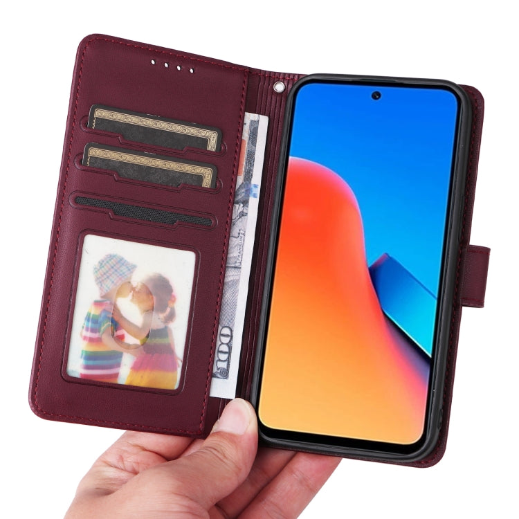 For Redmi 12 4G BETOPNICE BN-005 2 in 1 Detachable Imitate Genuine Leather Phone Case(Wine Red)