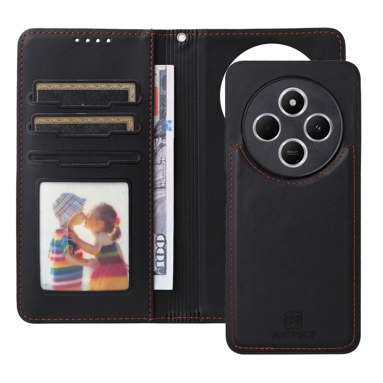 Pour coque de téléphone en cuir véritable amovible 2 en 1 BETOPNICE BN-005 pour Redmi 14C 4G (noir)