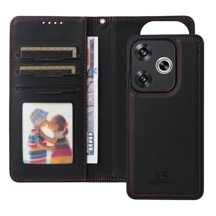 Pour Xiaomi POCO F6 BETOPNICE BN-005 Étui de Téléphone 2 en 1 Détachable en Simili Cuir Véritable (Noir)