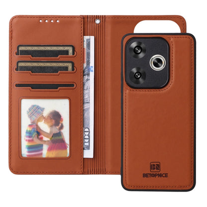 For Xiaomi POCO F6 BETOPNICE BN-005 2 in 1 Detachable Imitate Genuine Leather Phone Case(Brown)