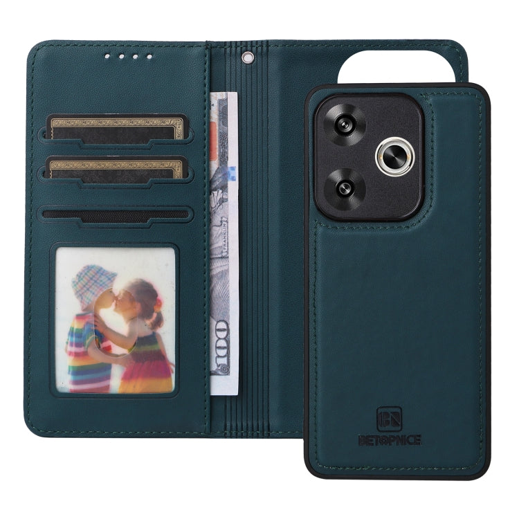 Pour Xiaomi POCO F6 BETOPNICE BN-005 Étui de Téléphone 2 en 1 Détachable en Faux Cuir Véritable (Bleu)