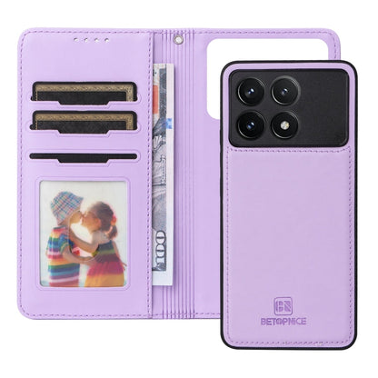 For Xiaomi POCO F6 Pro BETOPNICE BN-005 2 in 1 Detachable Imitate Genuine Leather Phone Case(Light Purple)