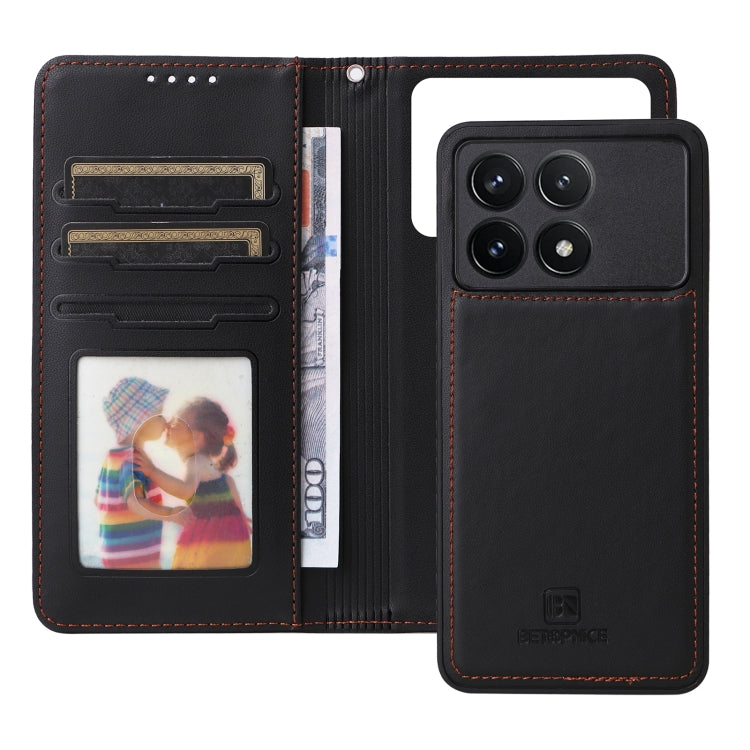 For Xiaomi POCO F6 Pro BETOPNICE BN-005 2 in 1 Detachable Imitate Genuine Leather Phone Case(Black)