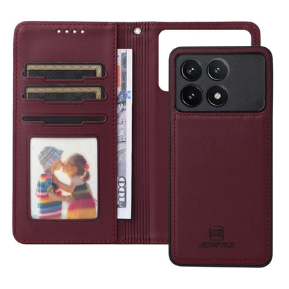 For Xiaomi POCO F6 Pro BETOPNICE BN-005 2 in 1 Detachable Imitate Genuine Leather Phone Case(Wine Red)