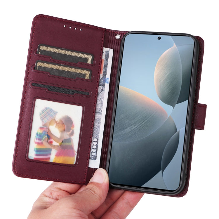 For Xiaomi POCO F6 Pro BETOPNICE BN-005 2 in 1 Detachable Imitate Genuine Leather Phone Case(Wine Red)