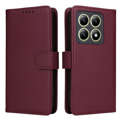 For Xiaomi 14T BETOPNICE BN-005 2 in 1 Detachable Imitate Genuine Leather Phone Case(Wine Red)