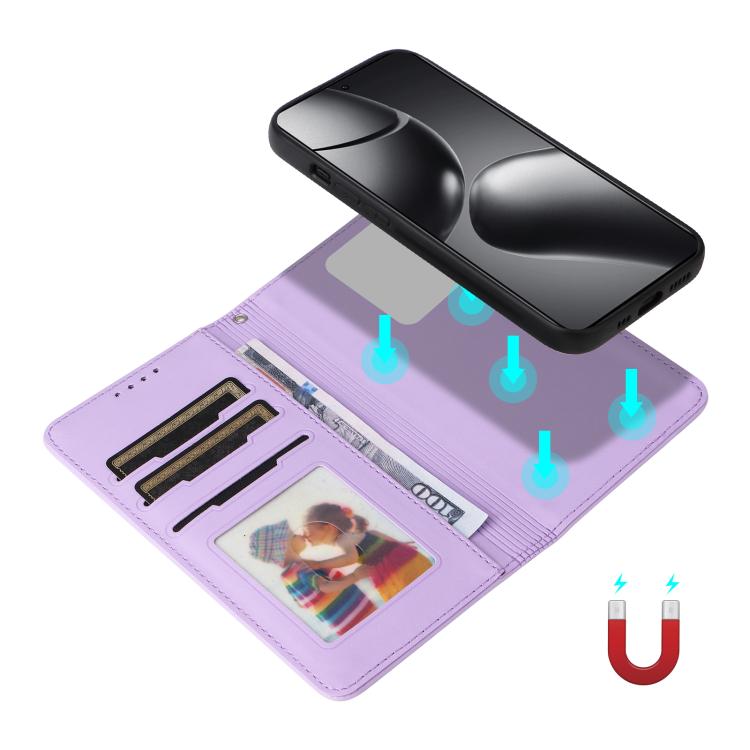 Pour Xiaomi 14T Pro BETOPNICE BN-005 Étui de téléphone détachable 2 en 1 en cuir véritable imité (Violet Clair)