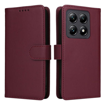 For Xiaomi 14T Pro BETOPNICE BN-005 2 in 1 Detachable Imitate Genuine Leather Phone Case(Wine Red)
