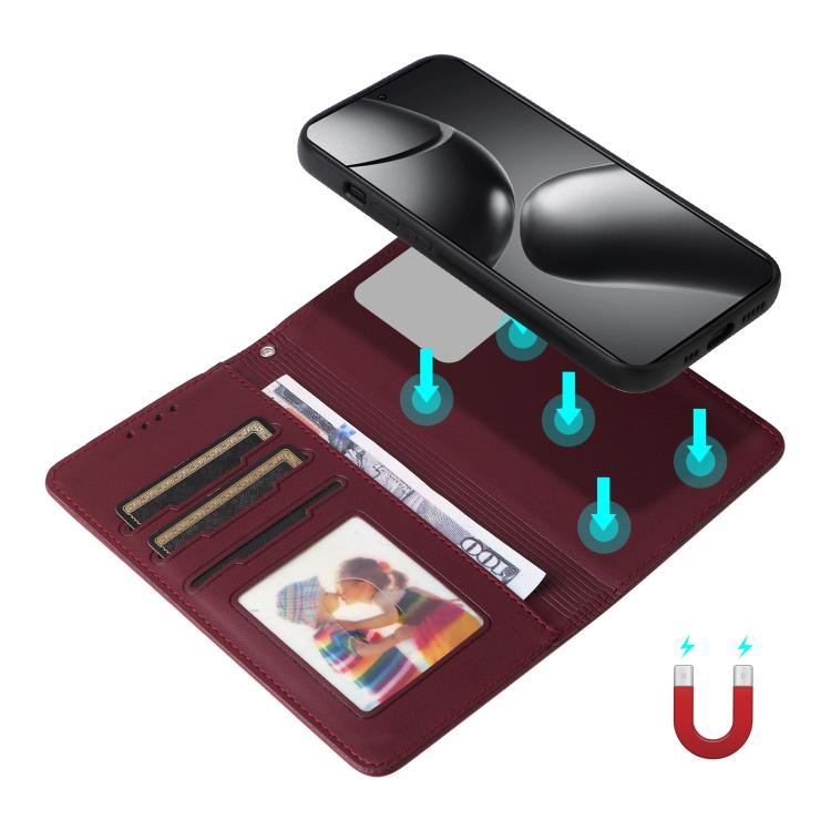 For Xiaomi 14T Pro BETOPNICE BN-005 2 in 1 Detachable Imitate Genuine Leather Phone Case(Wine Red)