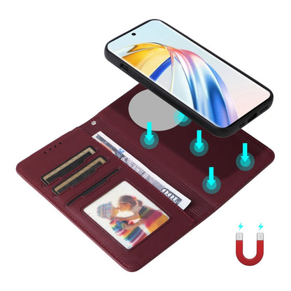 For Honor X9b BETOPNICE BN-005 2 in 1 Detachable Imitate Genuine Leather Phone Case(Wine Red)