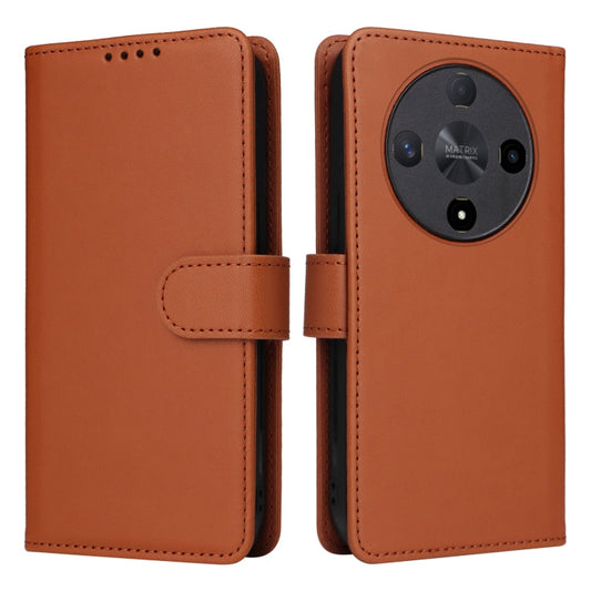Pour Honor Magic6 Lite 5G BETOPNICE BN-005 Coque de téléphone détachable 2 en 1 en similicuir véritable (Marron)