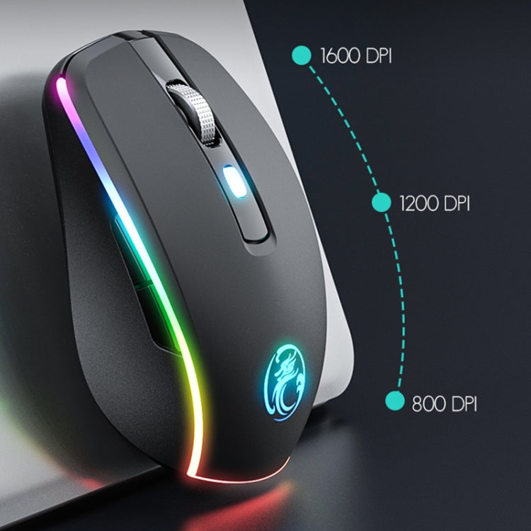 Souris Gamer sans fil silencieuse iMICE G903 Bluetooth double mode 6 touches (noir)