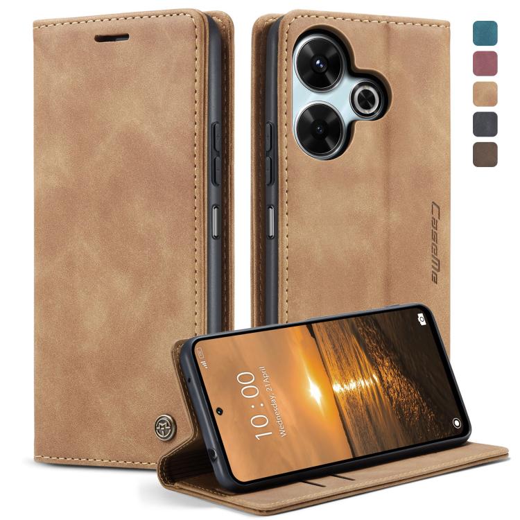 For Redmi 13 CaseMe 013 Multifunctional Horizontal Flip Leather Phone Case(Brown)