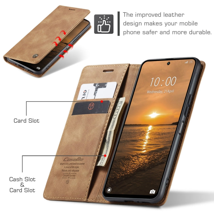 For Redmi 13 CaseMe 013 Multifunctional Horizontal Flip Leather Phone Case(Brown)