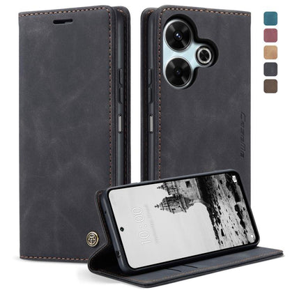 For Redmi 13 CaseMe 013 Multifunctional Horizontal Flip Leather Phone Case(Black)