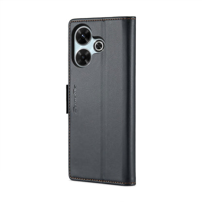 For Redmi 13 CaseMe 023 Butterfly Buckle Litchi Texture RFID Anti-theft Leather Phone Case(Black)